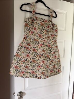 MABLE Cream Floral Romper with Pink & Green Flowers